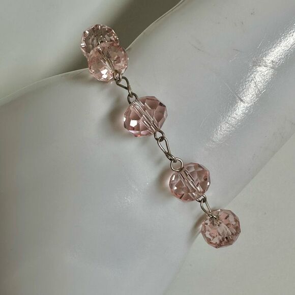 Pink Swarovski crystal religious charm bracelet - Picture 2 of 12